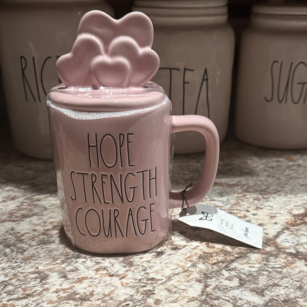 Rae Dunn Pink Mug with Heart Lid